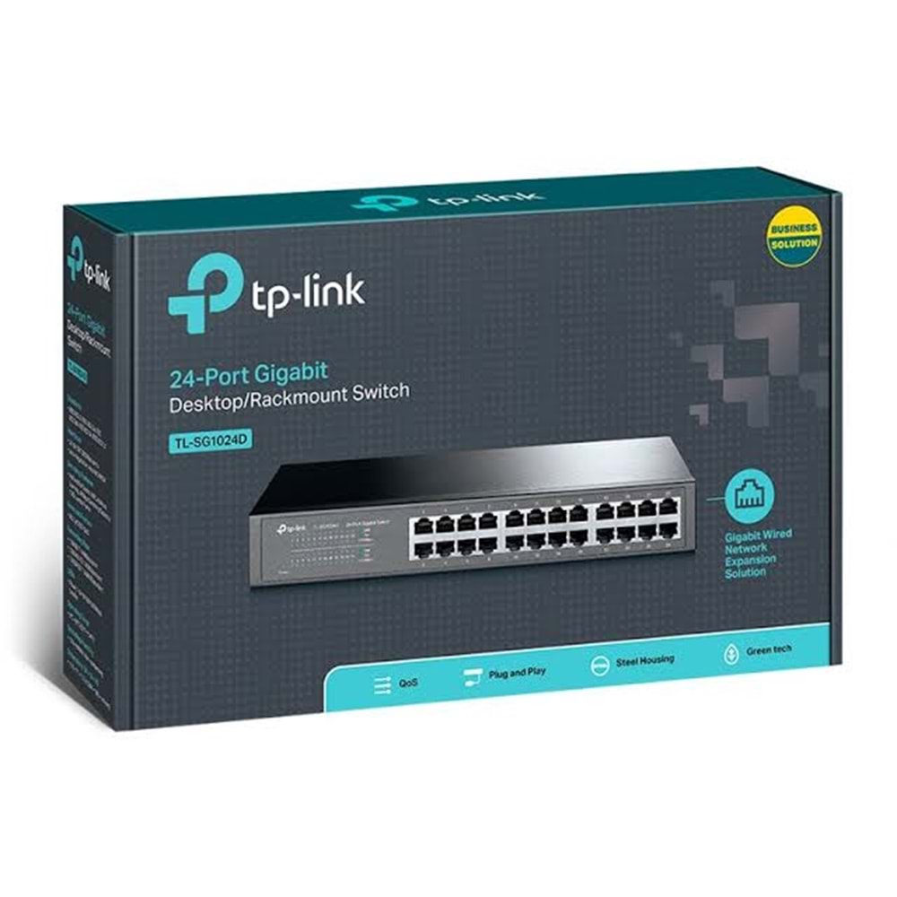 TP-LINK TL-SG1024D 24 PORT 10/100/1000 YONETILEMEZ 1U METAL KASA SWITCH