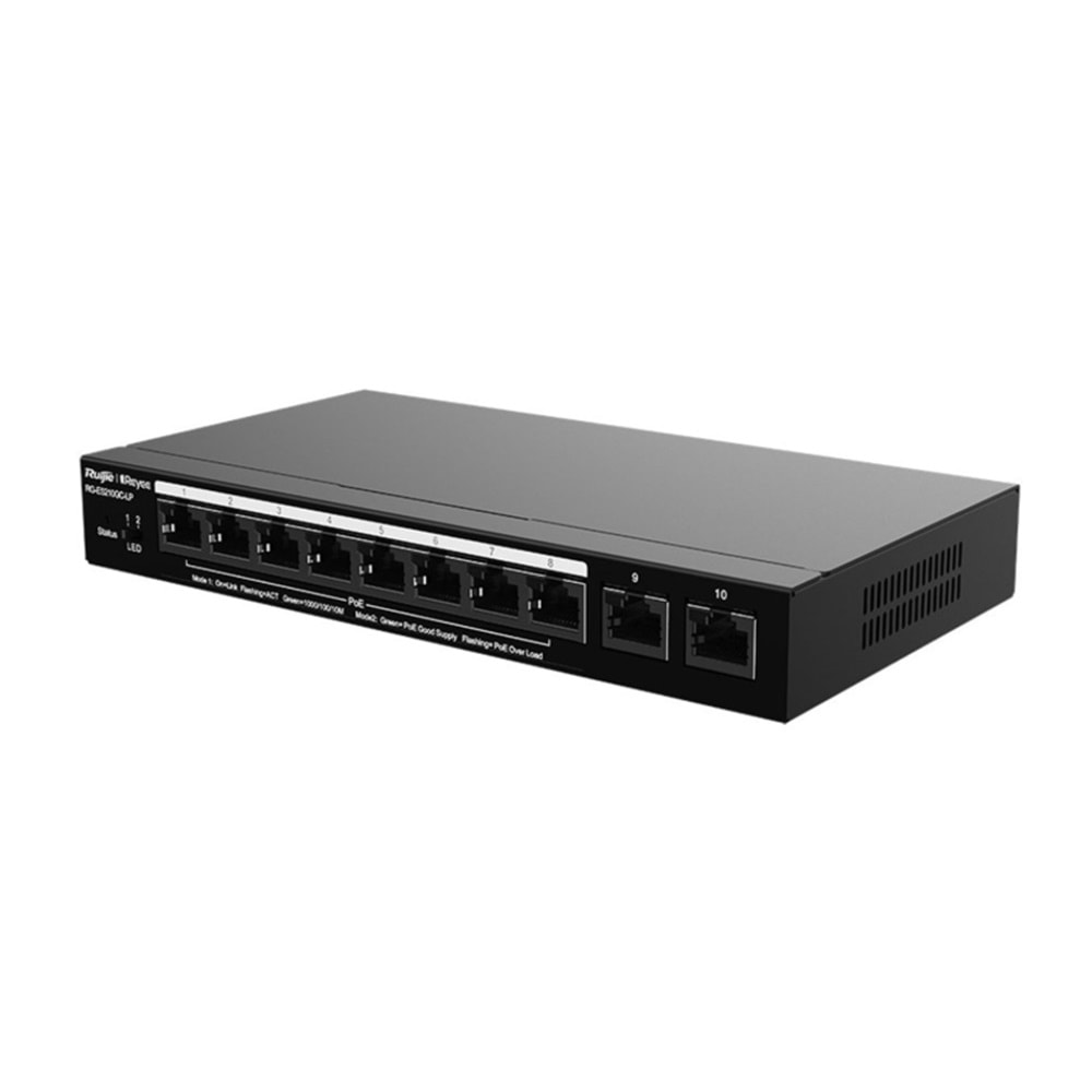 RUJIEE REYEE RG-ES210GC 8 PORT GIGABIT POE 70W YÖNETİLEBİLİR SWICH