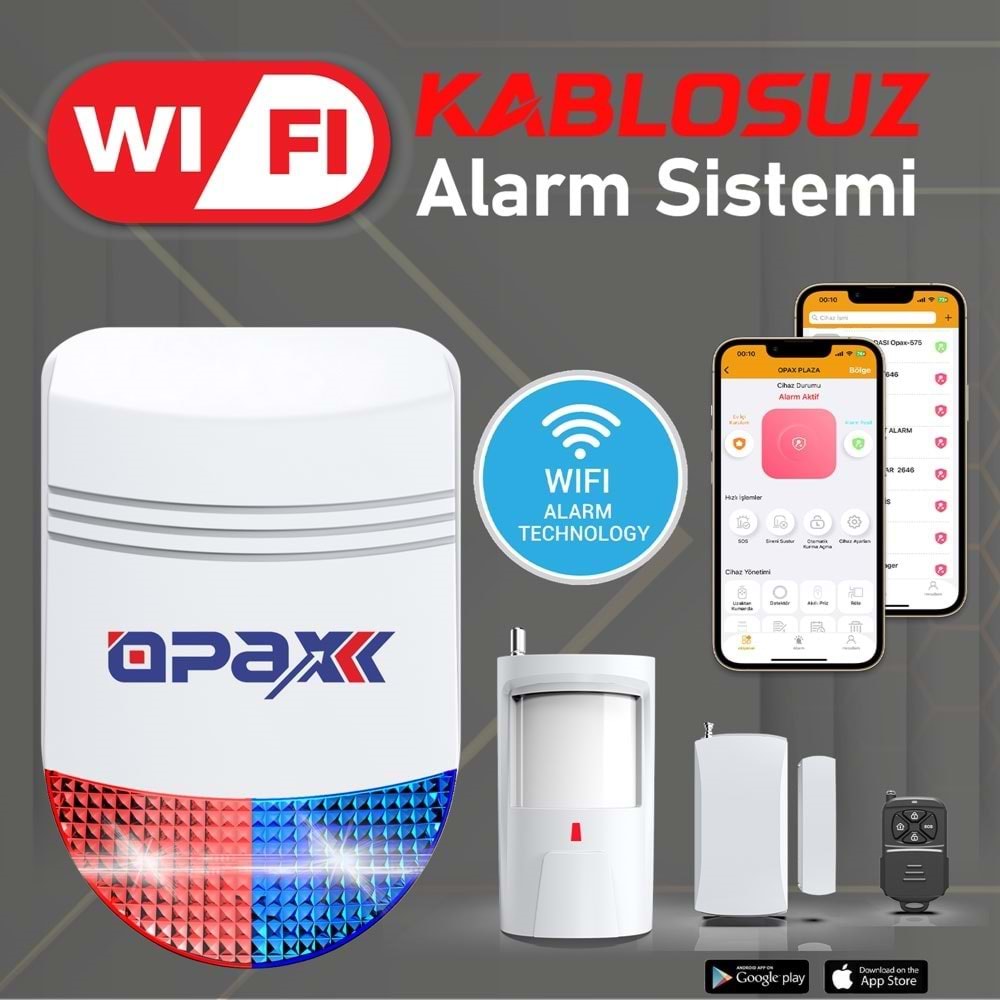 OPAX BGR-12 WIFI KABLOSUZ SİREN ALARM SİSTEMİ MOBİL UYGULAMALI