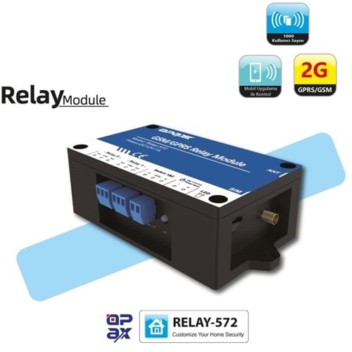 OPAX RELAY-572 GSM / GPRS RÖLE MODÜLÜ MOBİL UYGULAMA İLE BARİYER / KAPI / MOTOR AÇMA SİSTEMİ 2 RÖLELİ