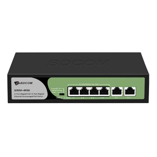 BDCOM S1500-4P2G 60W 4-port GE PoE + 2-port GE uplink RJ45 Unmanaged PoE Switch, DIP function, built-in AC220V
