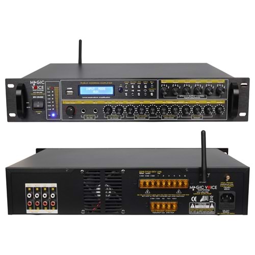 MAGİC VOİCE MV-26490 250 WATT 100 VOLT USB/MP3/BLUETOOTH 6 BÖLGELİ TRAFOLU MIXER ANFİ 430X340X85MM