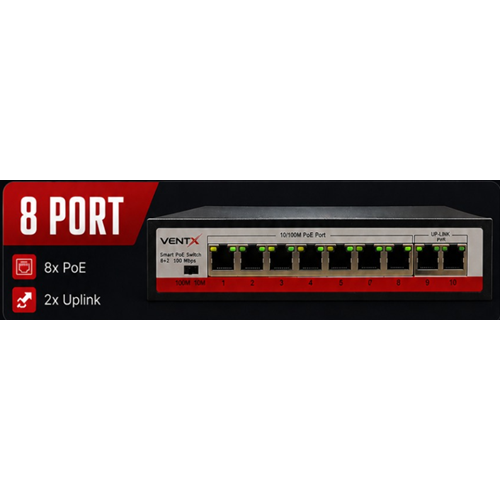VENTX V-82MM 8+2 PORT 10/100 POE SWICH