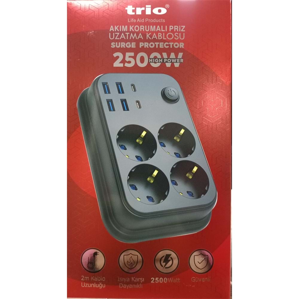 TRİO 3442 4LÜ AKIM KORUMALI PRİZ