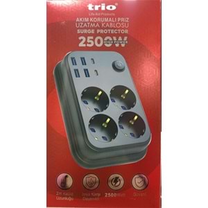 TRİO 3442 4LÜ AKIM KORUMALI PRİZ