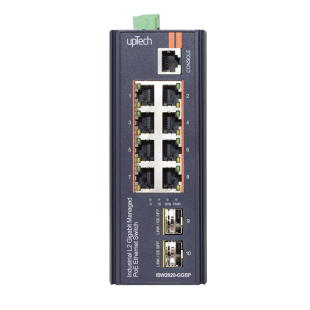 UPTECH L2 Managed 8 Port Gigabit PoE + 2 Port Gigabit SFP Managed IEEE802.3af/at Industrial PoE Switch Set (Power+SFP+SC/LC 1m)