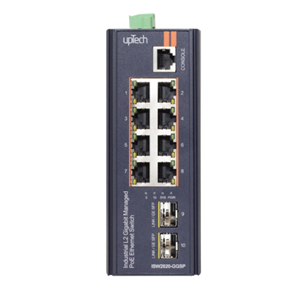UPTECH L2 Managed 8 Port Gigabit PoE + 2 Port Gigabit SFP Managed IEEE802.3af/at Industrial PoE Switch Set (Power+SFP+SC/LC 1m)