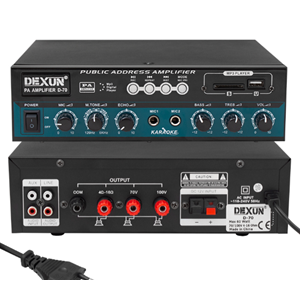 DEXUN D-70 50 WATT 100V-70V 4-16 OHM USB-SD-AUX-BLUETOOTH DESTEKLİ HAT TRAFOLU ANFİ